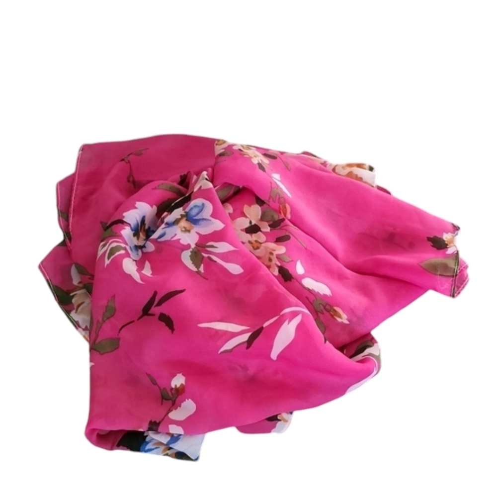VINTAGE Oversized Infinity Chiffon Scarf Floral Wrap Shabby Chic Cottagecore - Picture 6 of 13